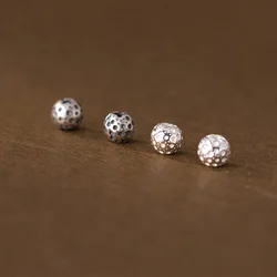 1pc 925 Sterling Silver Bumpy Surface Oval Loose Beads 4/6mm Bracelets Bnagle Small Silver Beads Spacers DIY Jewelry Accessories