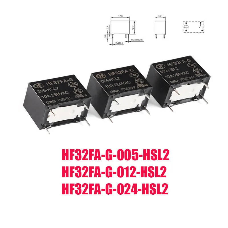 Power Relay HF32FA-G 05/12/24V -HSL2 HF32FA-G-005-HSL2 HF32FA-G-012-HSL2 HF32FA-G-024-HSL2 4Pin 10A250V relay