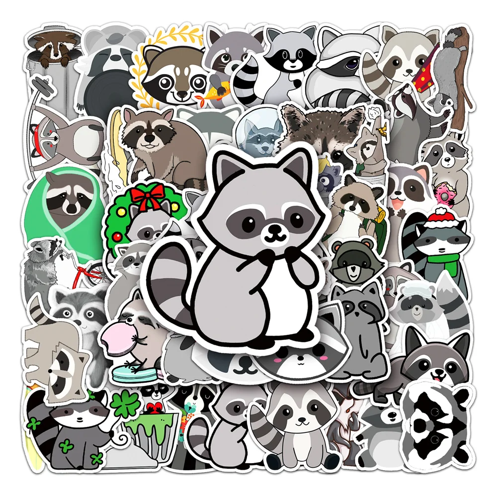 10/30/50PCS Little Raccoon Animal Graffiti Sticker Cartoon Creative Sticker Desk Guitar ComputerCar Waterproof Sticker Wholesale