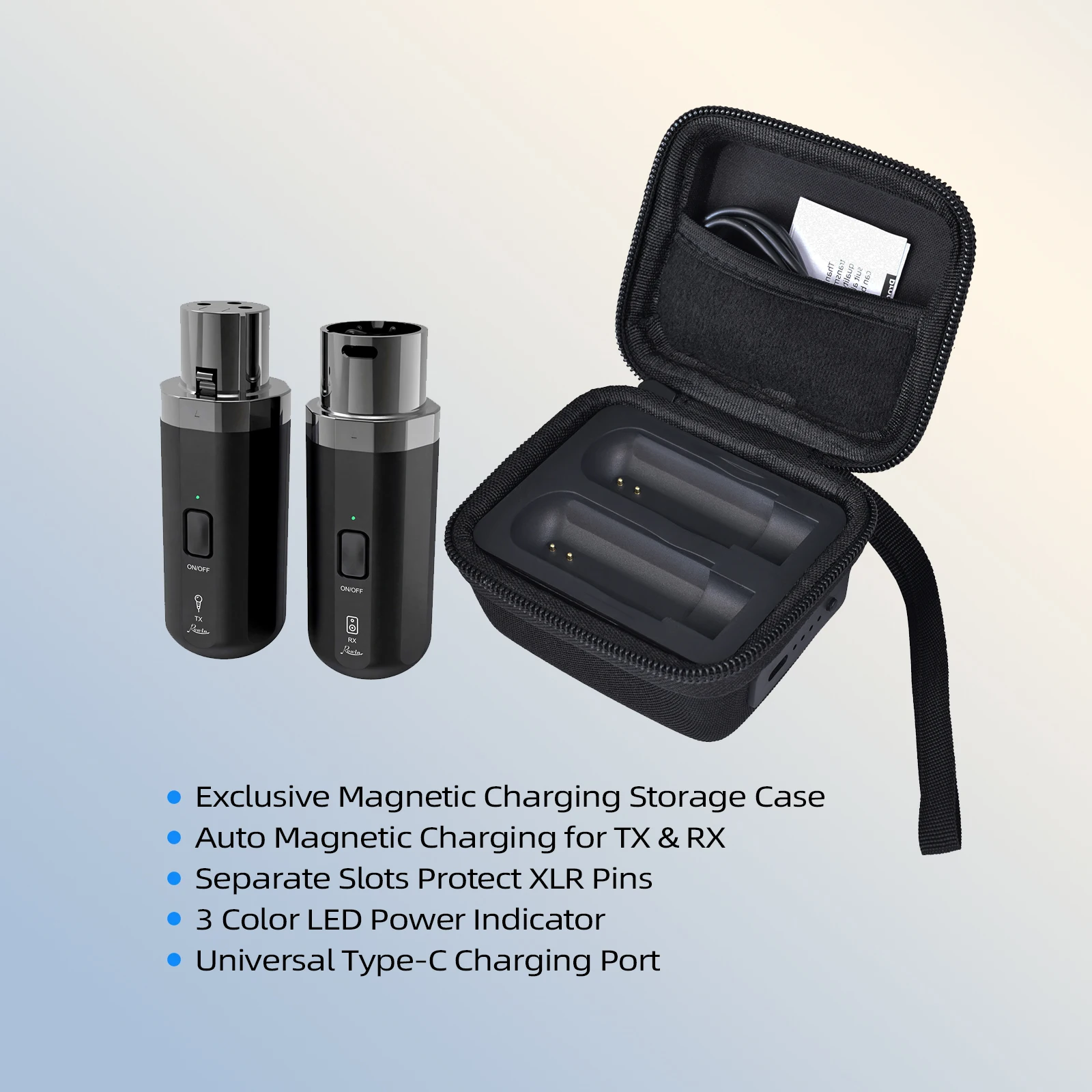 Rowin Professional Microphone Wireless Converter XLR Magnetic Charging Box Transmitter Receiver for Dynamic/Condenser Microphone