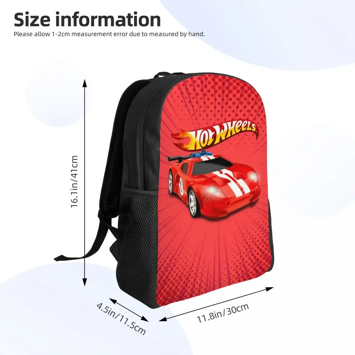 Custom Hot-Wheels Racing Tracks Laptop Backpack Women Men Fashion Bookbag for College School Student Sport Car Race Bags
