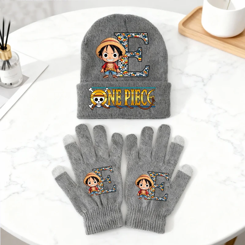 

2pcs One Piece Knitted Hat Gloves Set Cartoon Boy Girl Knit Cap Anime Fashion Glove Children Winter Warm Accessorie Xmas Gift