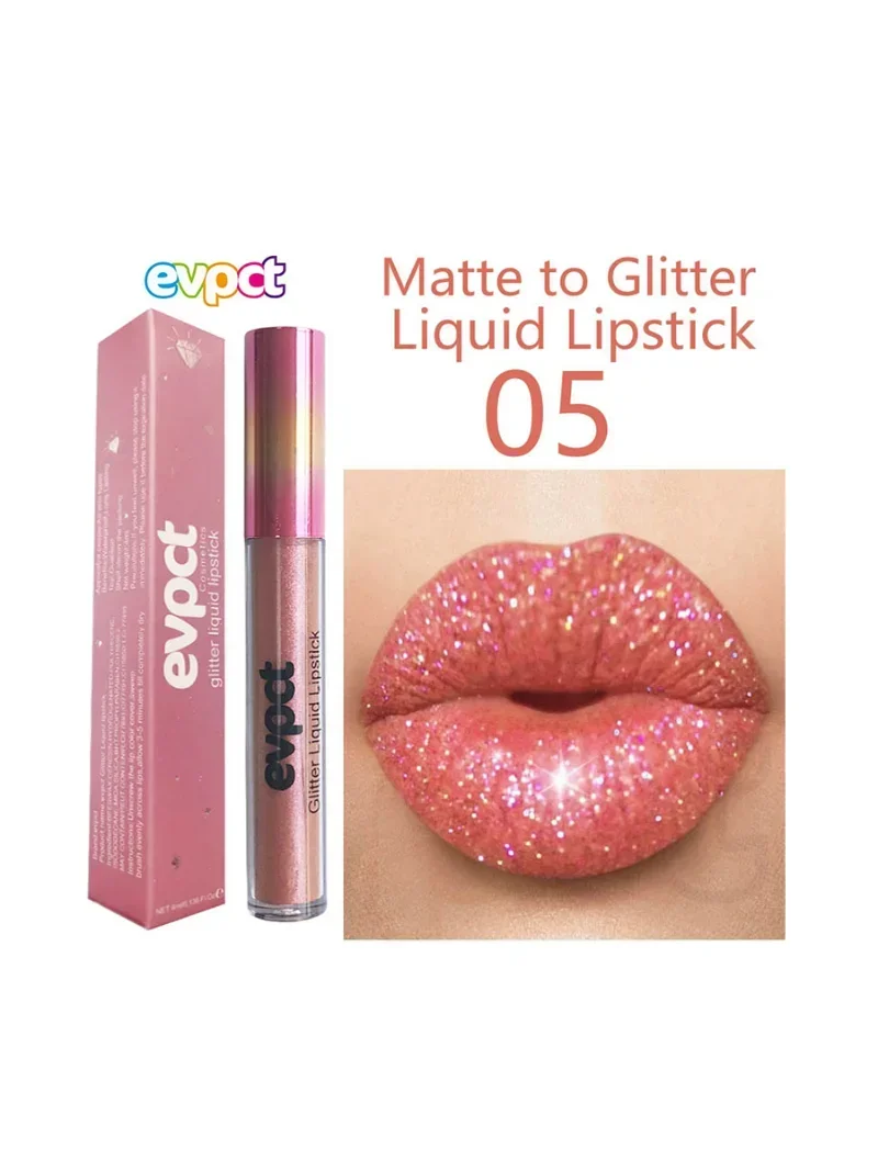 Brillo de labios con purpurina de diamante, mate, resistente al agua, duradero, brillo, ilusión brillante, lápiz labial líquido Natural, maquillaje