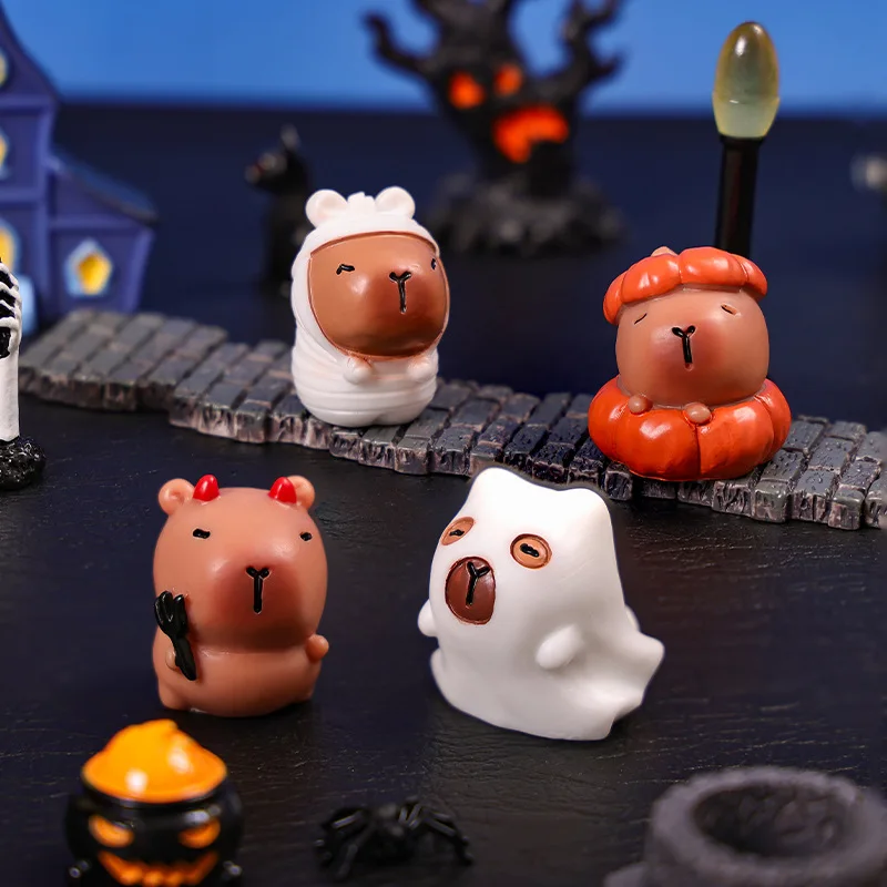 

Halloween Ornament Kapibara Cute Doll Figurine Animals Model Creative Decoration Ornament Crafts Home Decor Micro Landscape