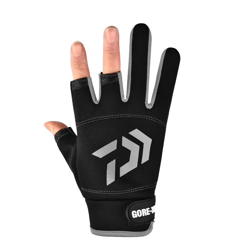 Guanti da pesca da uomo Guanti protettivi da pesca antiscivolo per esterni Guanti mezze dita sportivi con taglio a tre dita Pesca impermeabile