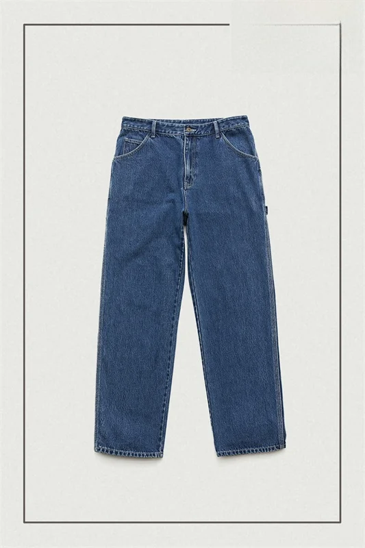 

Loose Straight Leg Denim Jeans for Men And Women with kets Spring Autumn New Sle Casual Comfortable Fit Deep Blue Jeans