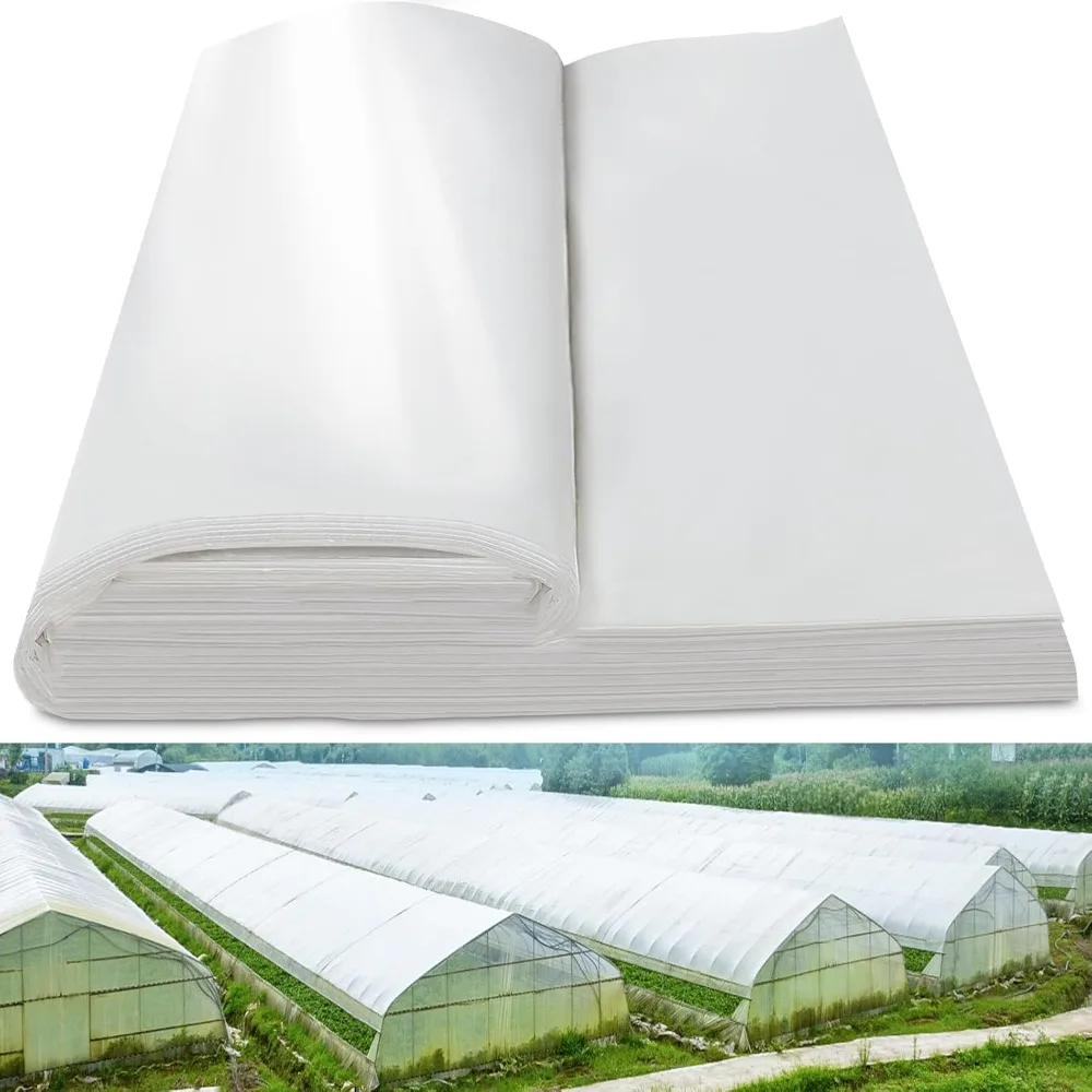 

Greenhouse Plastic Film 6 mil 24x50 FT Clear UV Resistant Polyethylene Sheeting Replacement Cover Windproof Frost Protection