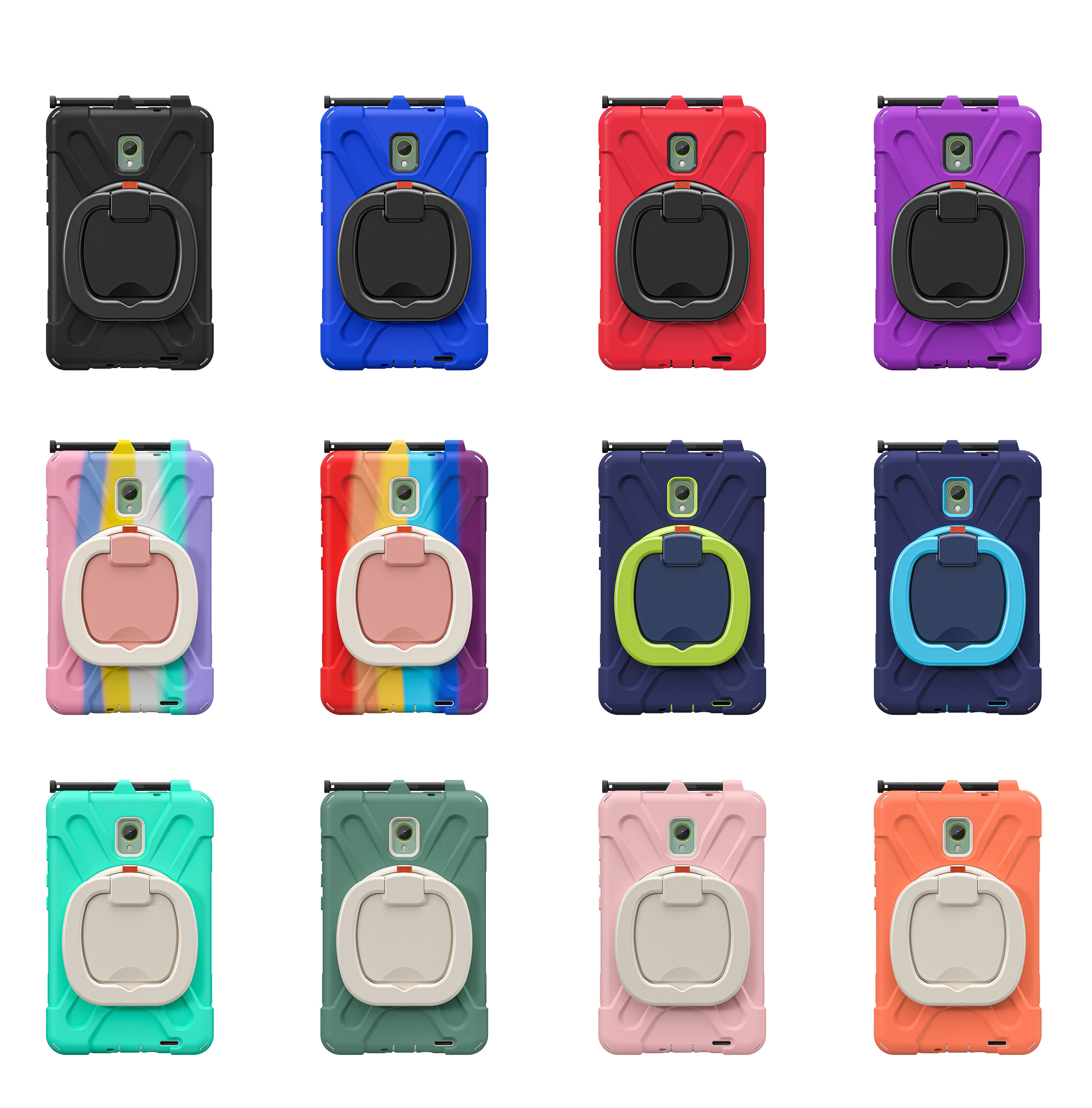 Blindado Shockproof Lifting Handle Shoulder Strap Case, PC Capa de Silicone, Samsung Galaxy Tab Active 5, X306B, 2024