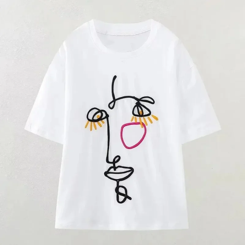 

Летняя женская удобная и дышащая Футболка с принтом, Женская Повседневная винтажная уличная хлопковая футболка с коротким рукавом, Топ