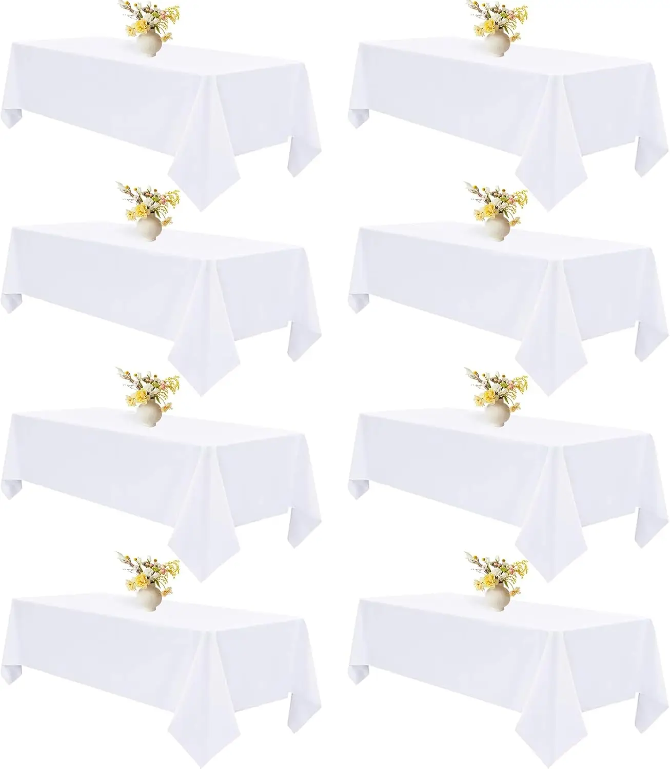 

Набор из 8 скатертей из полиэстера 60x102 дюйма, устойчивых к складкам и пятнам, для свадеб и домашнего использования