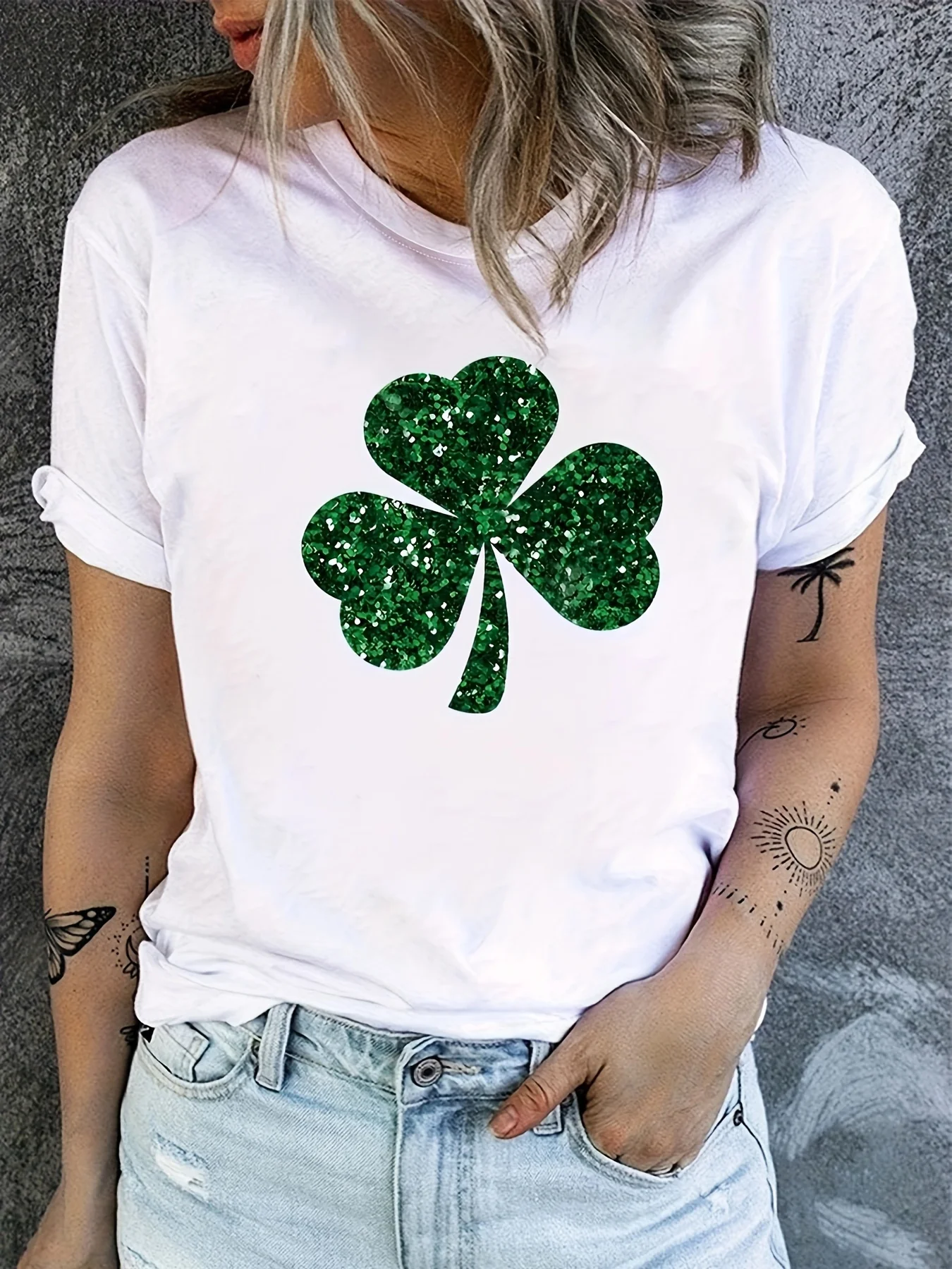 St. Patrick's Day Plus Size Graphic Print T-shirt - Short Sleeve Crew Neck Casual Top for Women's Summer & Spring Fashion