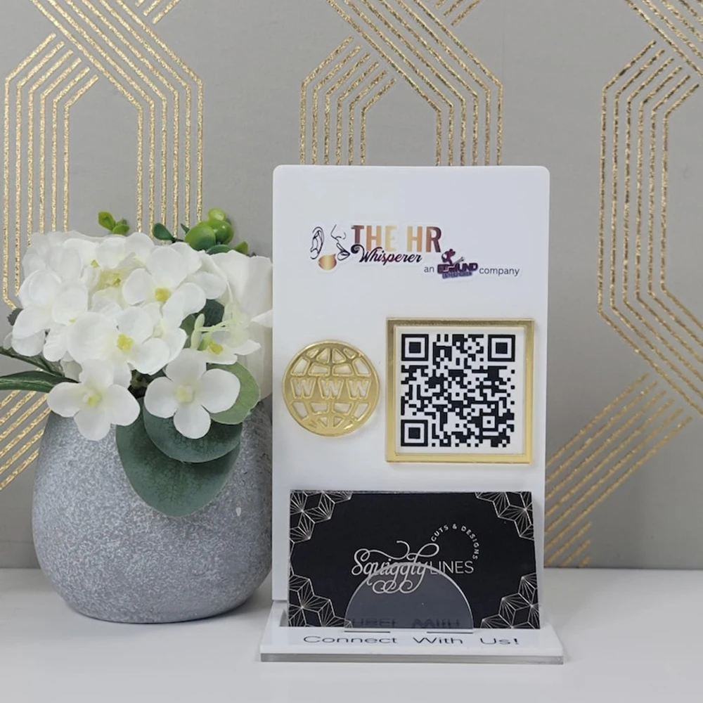 لافتة رمز الاستجابة السريعة من الأكريليك للأعمال Instagram Facebook Social Media Salon Beauty Use حامل بطاقة متضمن لوحة زخرفية شفافة