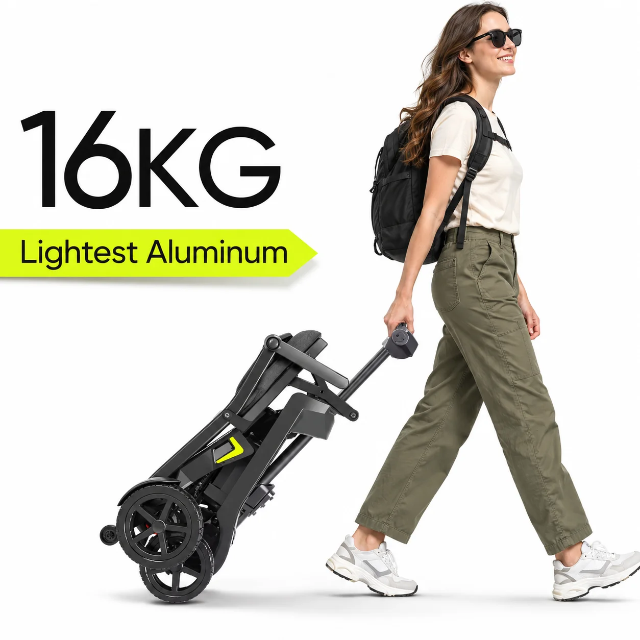 New 16kg Aluminum Alloy Folding Scooter One Hand Fold Portable Travel Mobility Scooter for Airplane Car Trunk Outdoor Daily Use