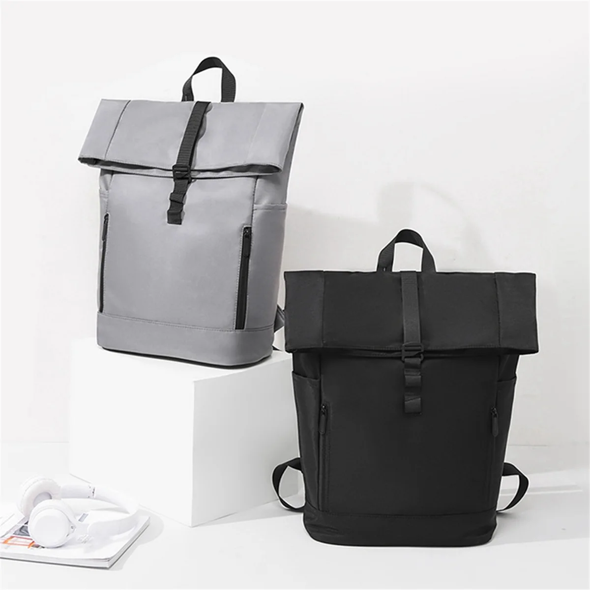 ABQR Сумка через плечо с закатанным верхом Деловая сумка для отдыха Сумка через плечо с закатанным верхом Синяя