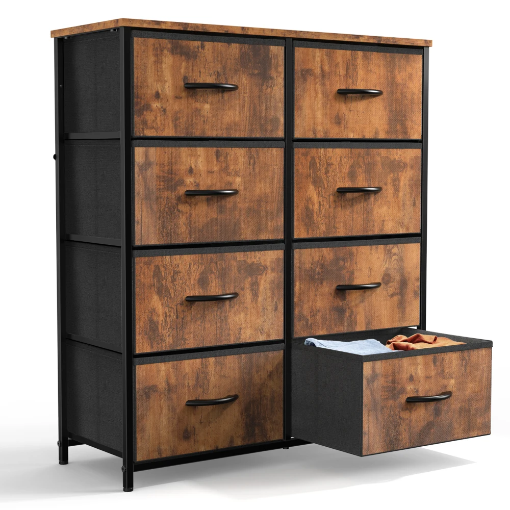 

Dresser for Bedroom with 8 Drawers Tall Dresser & Chest of Drawers Fabric Dresser with Wood Top and Sturdy Steel Frame