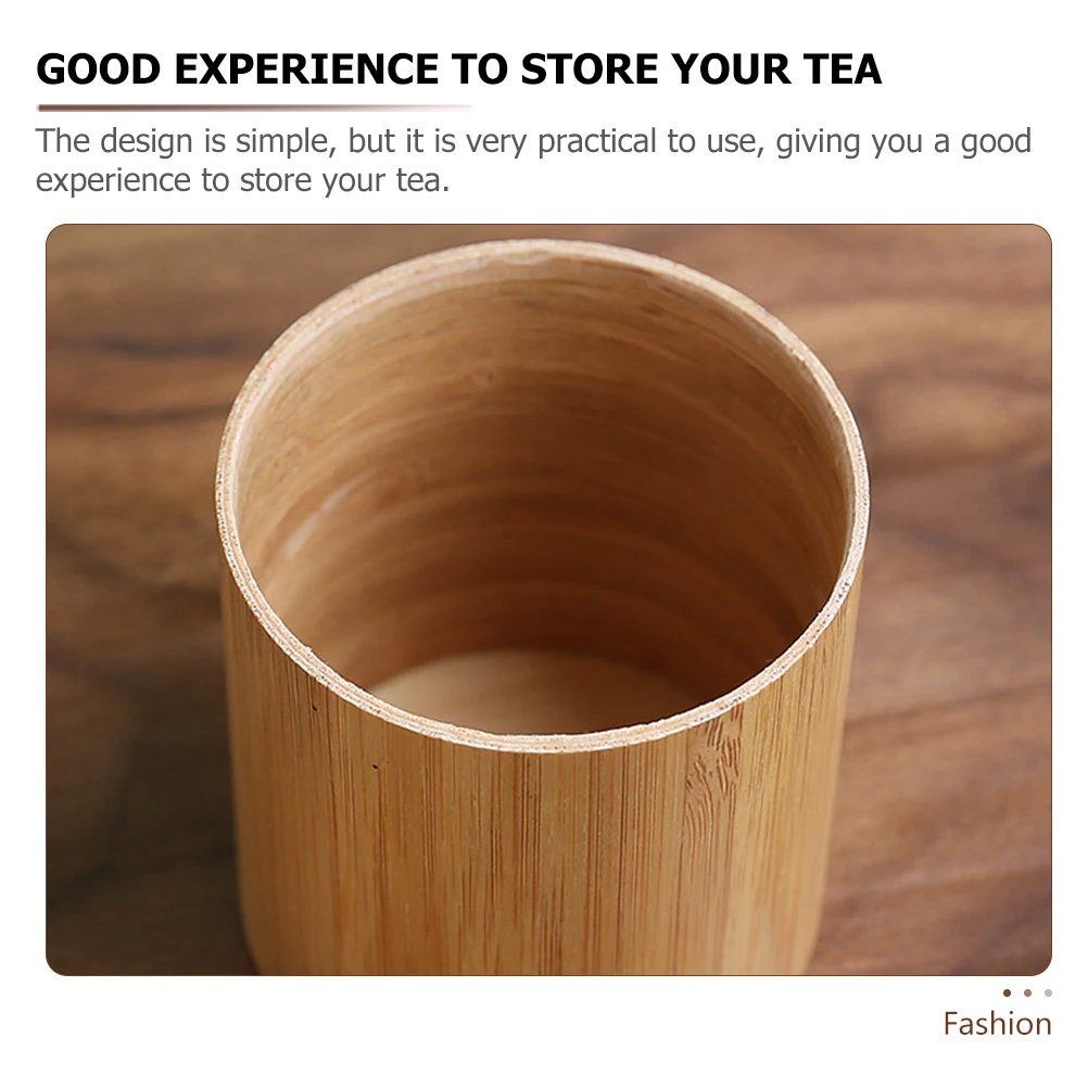 

Tea Storage Canister Airtight Wooden Jar Coffee Beans Sugar Seal Box Bamboo Round Kitchen Container Wood Color