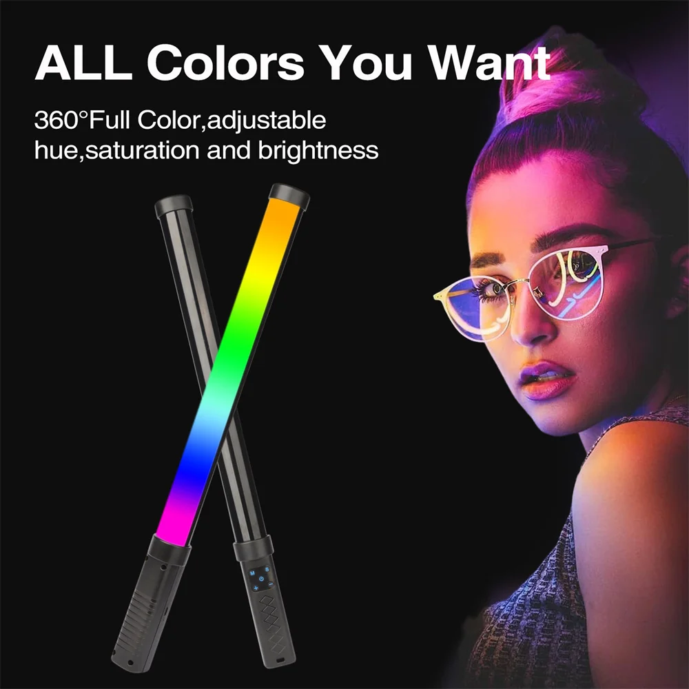 RGB Stick Light Wand Handheld Tube Light LED Video Light  3000K-6000K 2600mAh Photography Lighting Fill Lamp