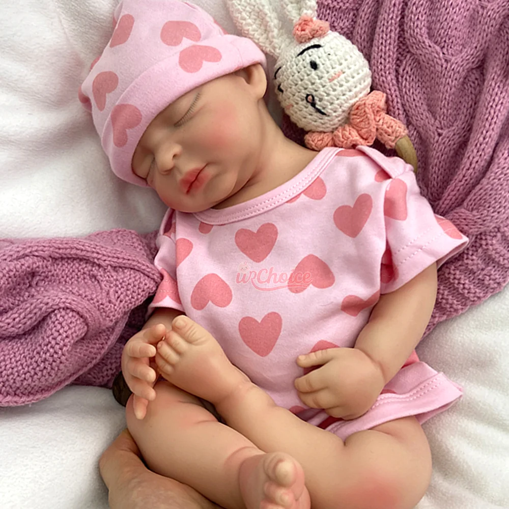 17 "siliconen reborn babypop waterdicht meisje levensecht geschilderd slapende bebe pop 3D huid zichtbare aderen collectible kunstpoppen