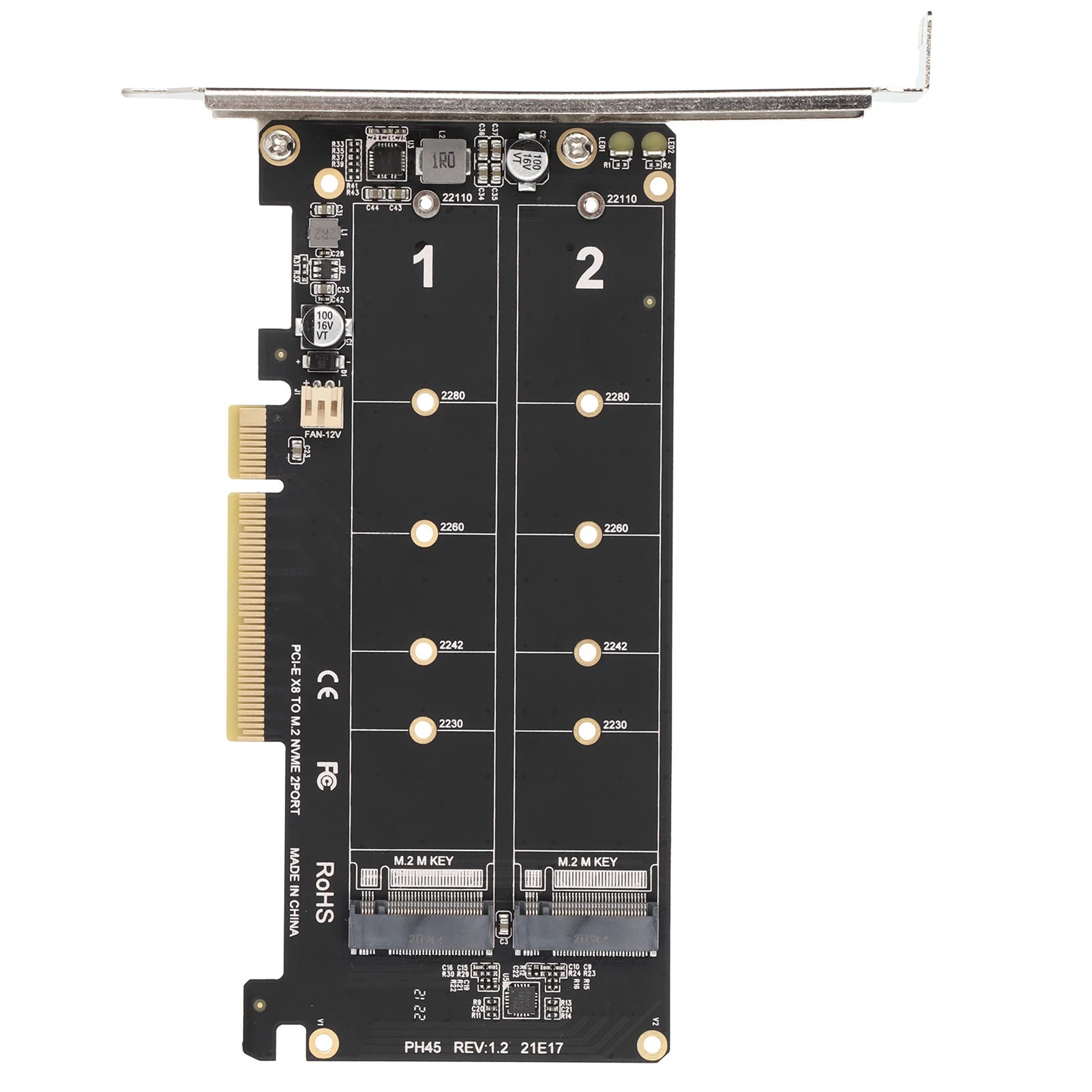 Карта адаптера Dual M.2 NVMe SSD на PCIE X8 M Key Жесткий диск Конвертер Устройство чтения Карта расширения для сервера игровой рабочей станции