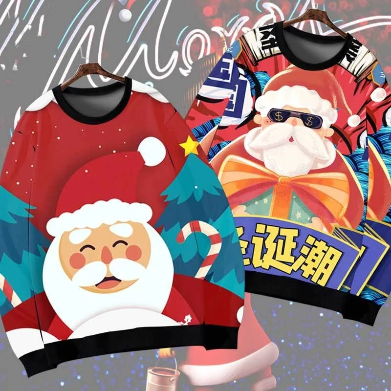 

Christmas 3D Santa Claus Printed Men's Sweatshirts Casual Fashion O-Neck Long Sleeve Top New Year Gift Oversized Men Clothing