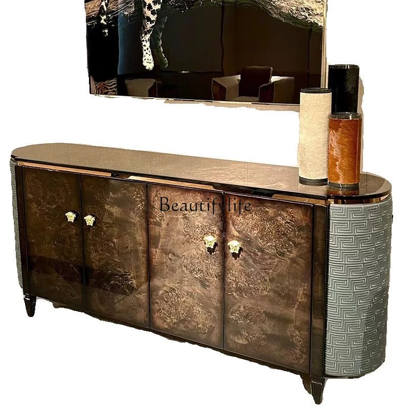 

Italian light luxury entrance shoe cabinet solid wood villa living room decoration foyer cabinet