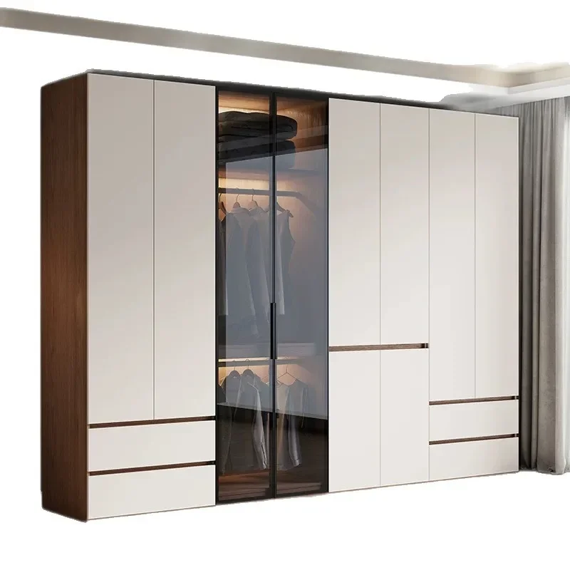 Modern Simple One Door Floor to Ceiling ENF Grade Solid Wood Wardrobe for Household Bedroom Living Room Segmented Combination