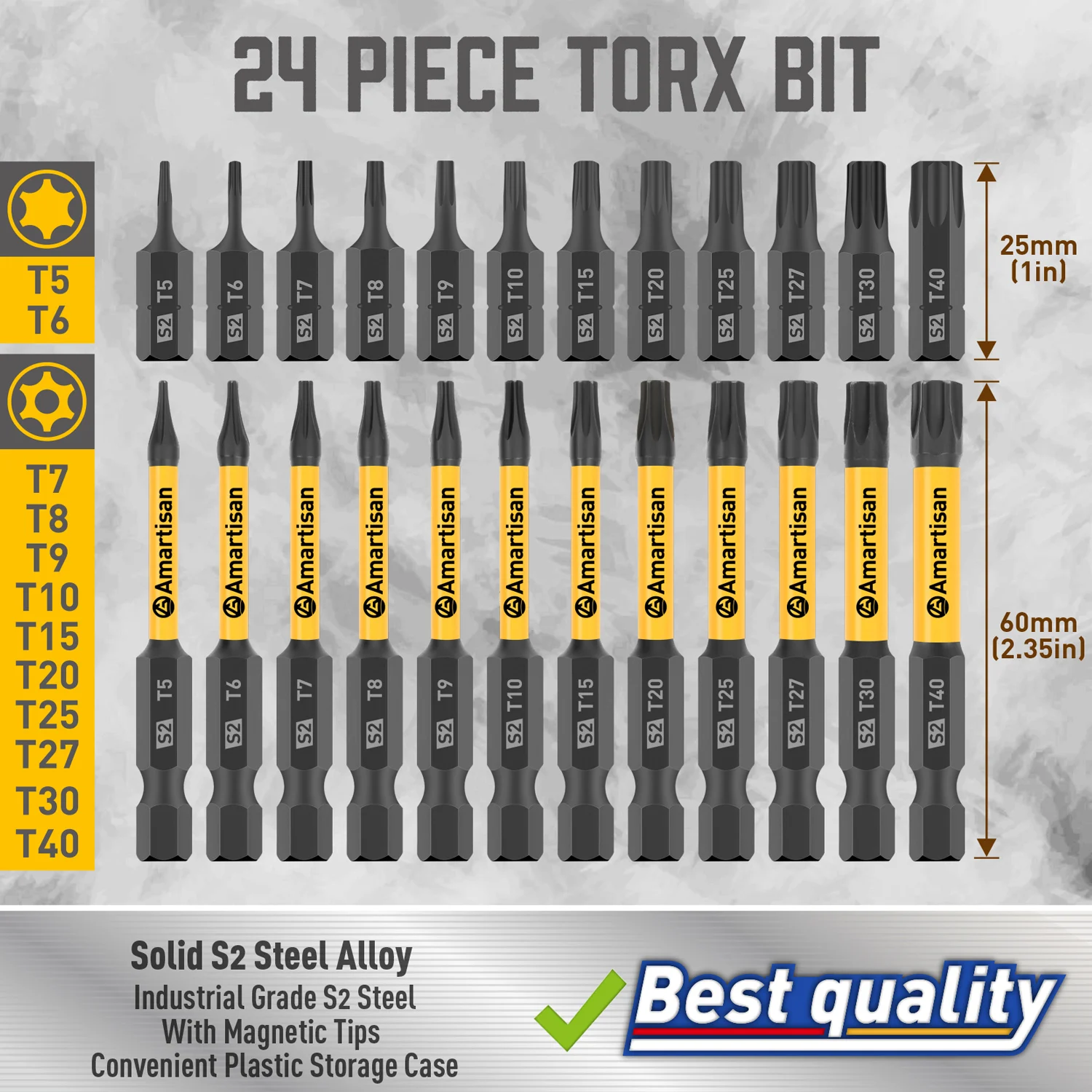 24 pieces of secure tamper proof star shaped screwdriver head kit, screwdriver head drill bit