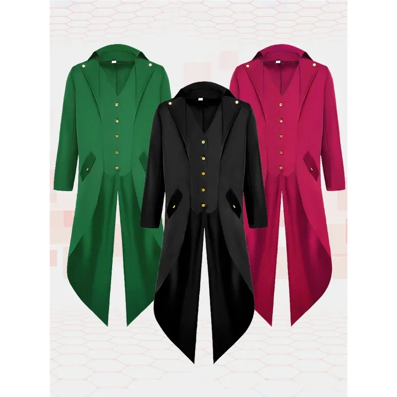 

Men's Medieval Victorian smoking costume Tailhat Gentlema Steampunk Gothic coat inch vintage frock top