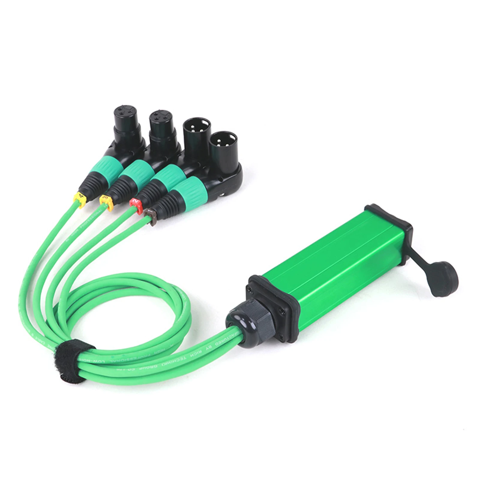 CAT6 RJ45 to XLR Snake Cable Splitter,4 CH Right Angle 3-PIN XLR Multi Network Snake Receiver for Live Stage, Sound, Lighting ﻿