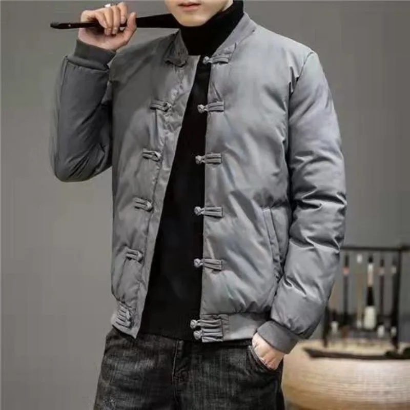 

Large Size Winter Jaet Men's Cotton Padded Coat with Button Detailing Youthful Sle ort Length Slim Fit Casual Wear