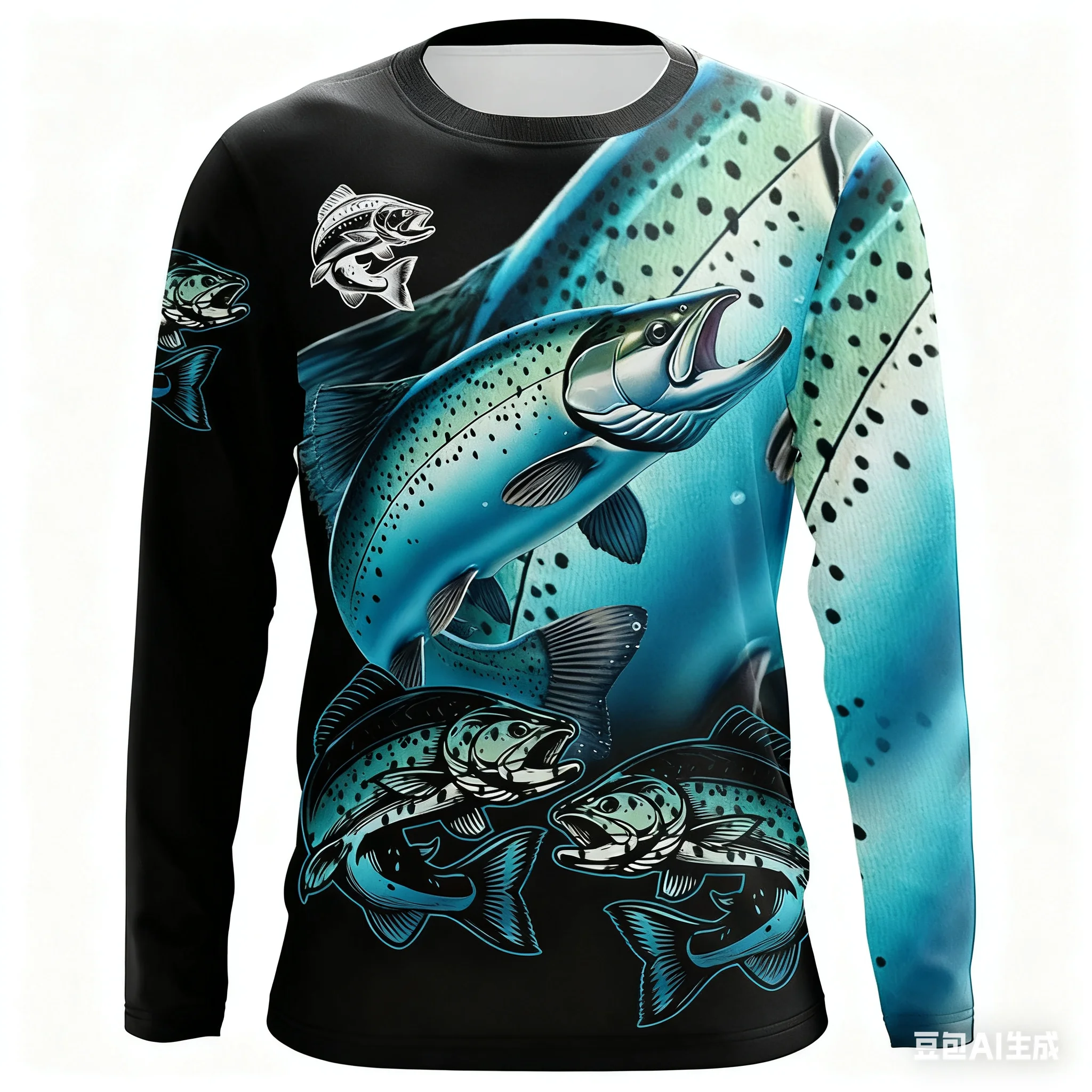 باس الصيد أسود أخضر التمويه واقية من الشمس بأكمام طويلة قميص الصيد مسابقة الصيد قميص التجفيف السريع ماصة للعرق