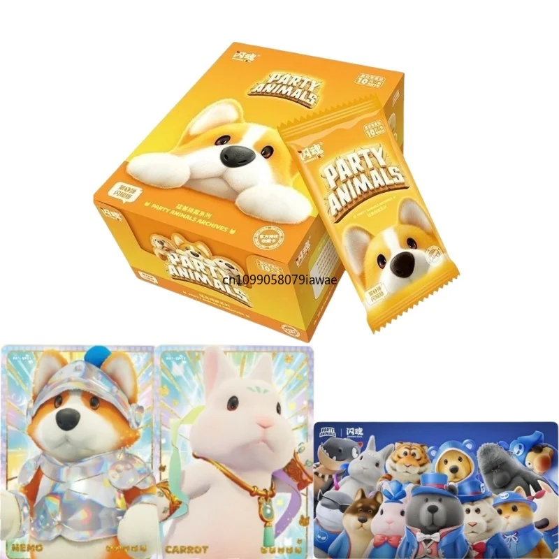 

Genuine Party Animals Card Dinosaur Puppy Crocodile Rabbit Beast Party Pack Anime Battle Collection Card Toy Gift Original Box