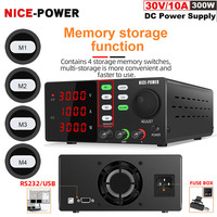 Programmable DC Laboratory Power Supply Adjustable 30V 10A 5A Regulator Bench Source Power 4 Sets OF Storage Functions RS232