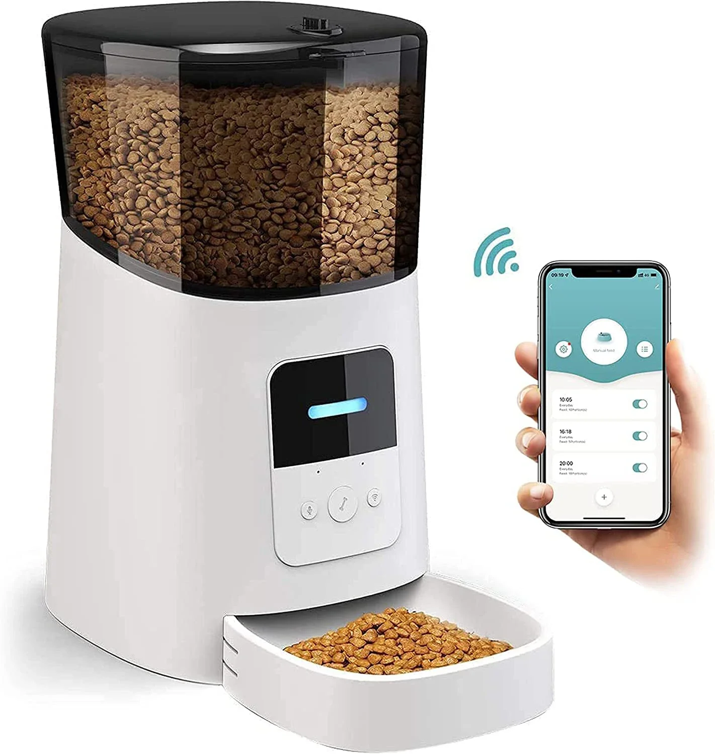 6L Automatic Cat Feeder,wi-fi Enabled Smart Pet Feeder for Cats and Dogs,auto Dog Food Dispenser Color Box White Bowls 1 Box 2kg