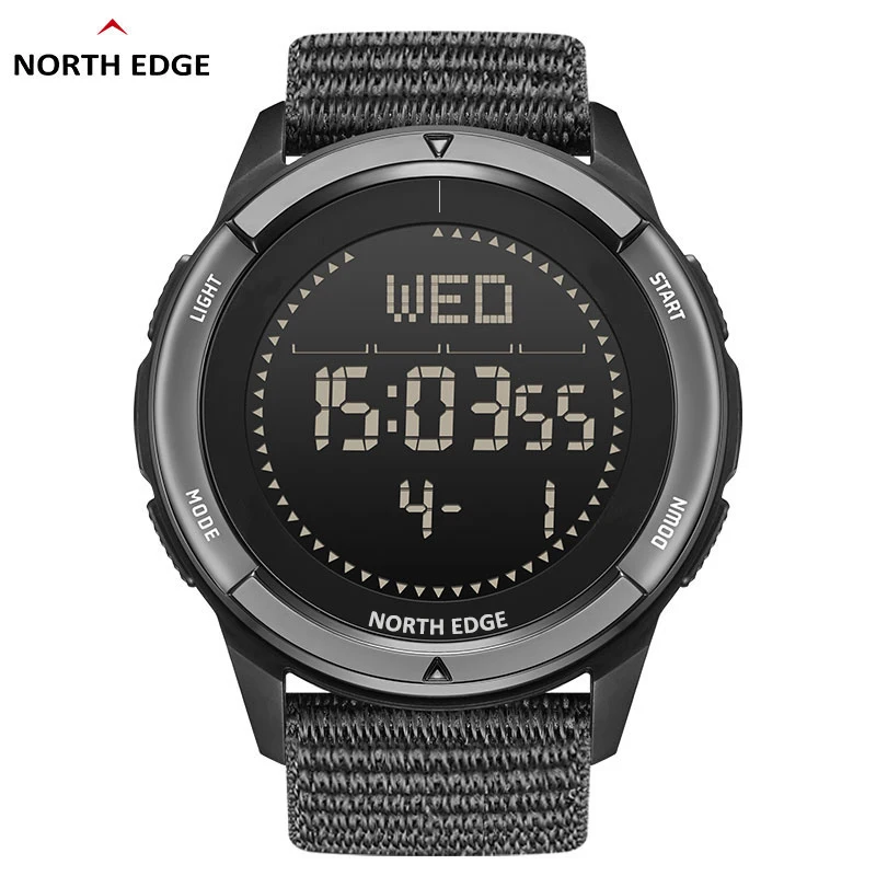 

NORTH EDGE ALPS Men's Digital Carbon fiber Watch Shock Militray Sports Super Light Outdoor Compass Waterproof 50M Wristwatches