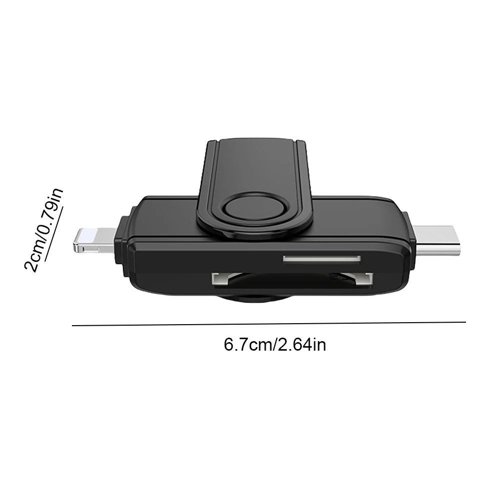 Lector de tarjetas SD 2 en 1, adaptador de cámara Digital portátil, USB C, 8 pines, lector de tarjetas de memoria SD/MicroSD para iPhone, MacBook y portátil