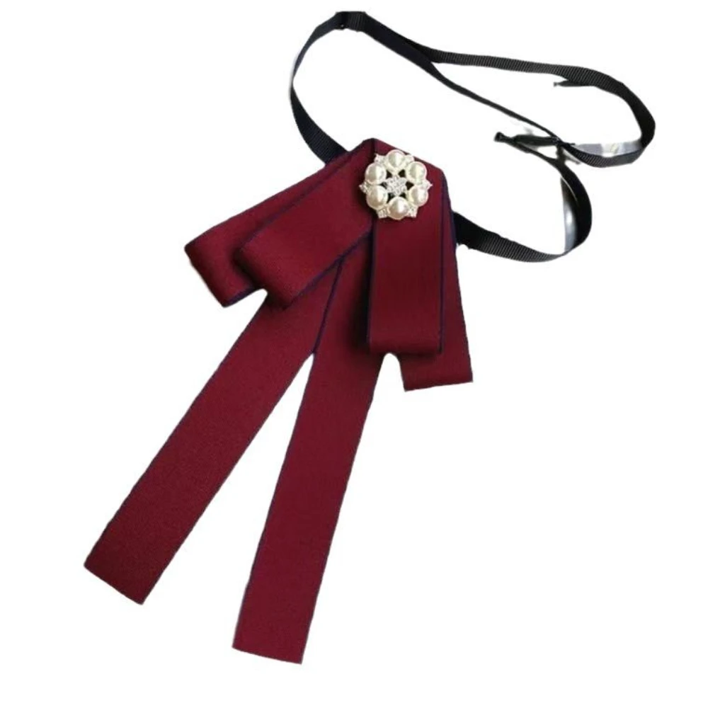 Nouvelle Mode Col Décoratif Uni pour Femme, Nœud Papillon en Ruban Style Collège, Décoration de Col pour Robe Chemise, Col Bijou Élégant