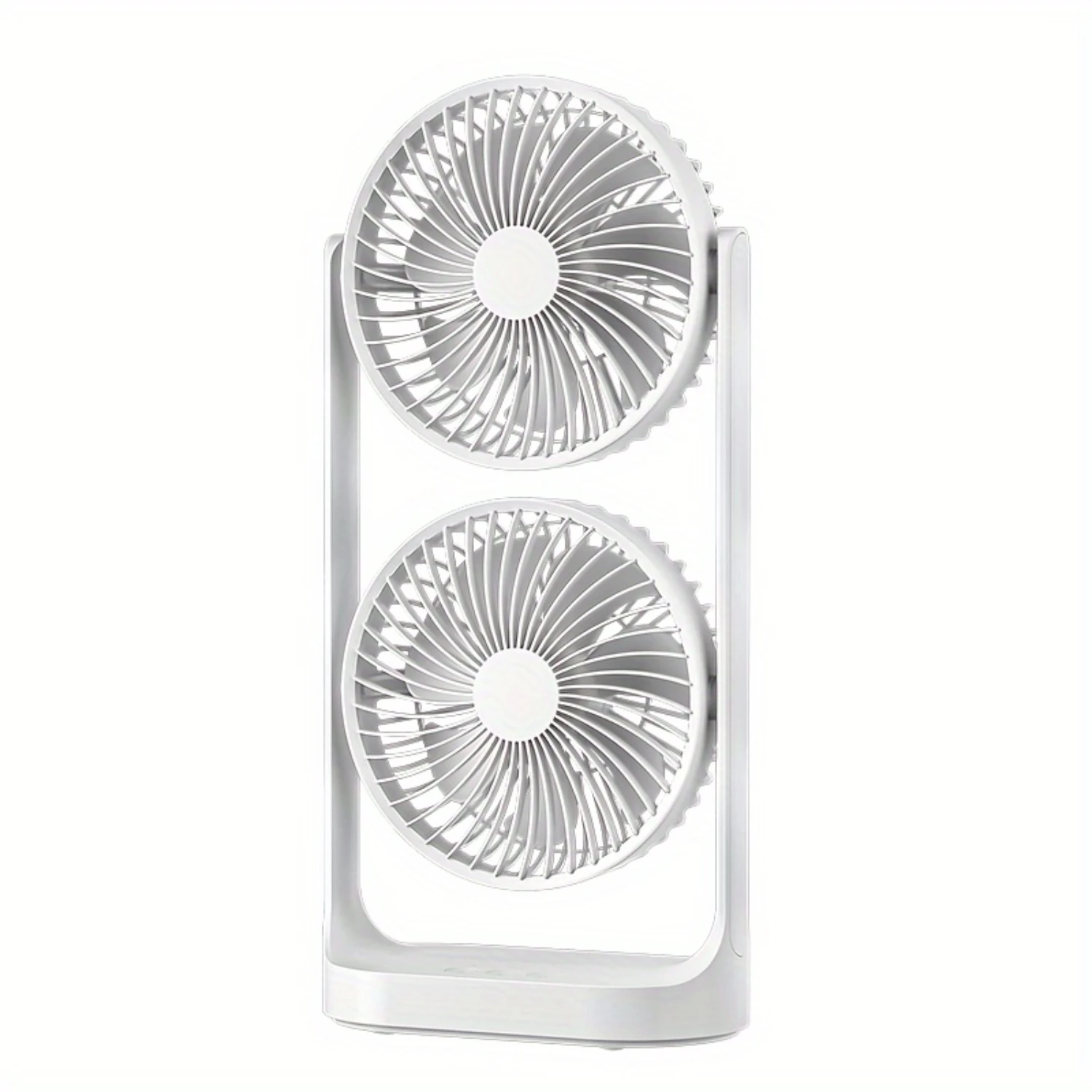 

1pc, Portable Dual Head Desk Fan - Omnidirectional Airflow, Dual Air Outlet, Adjustable Powerful Breeze, Compact and Lightweight