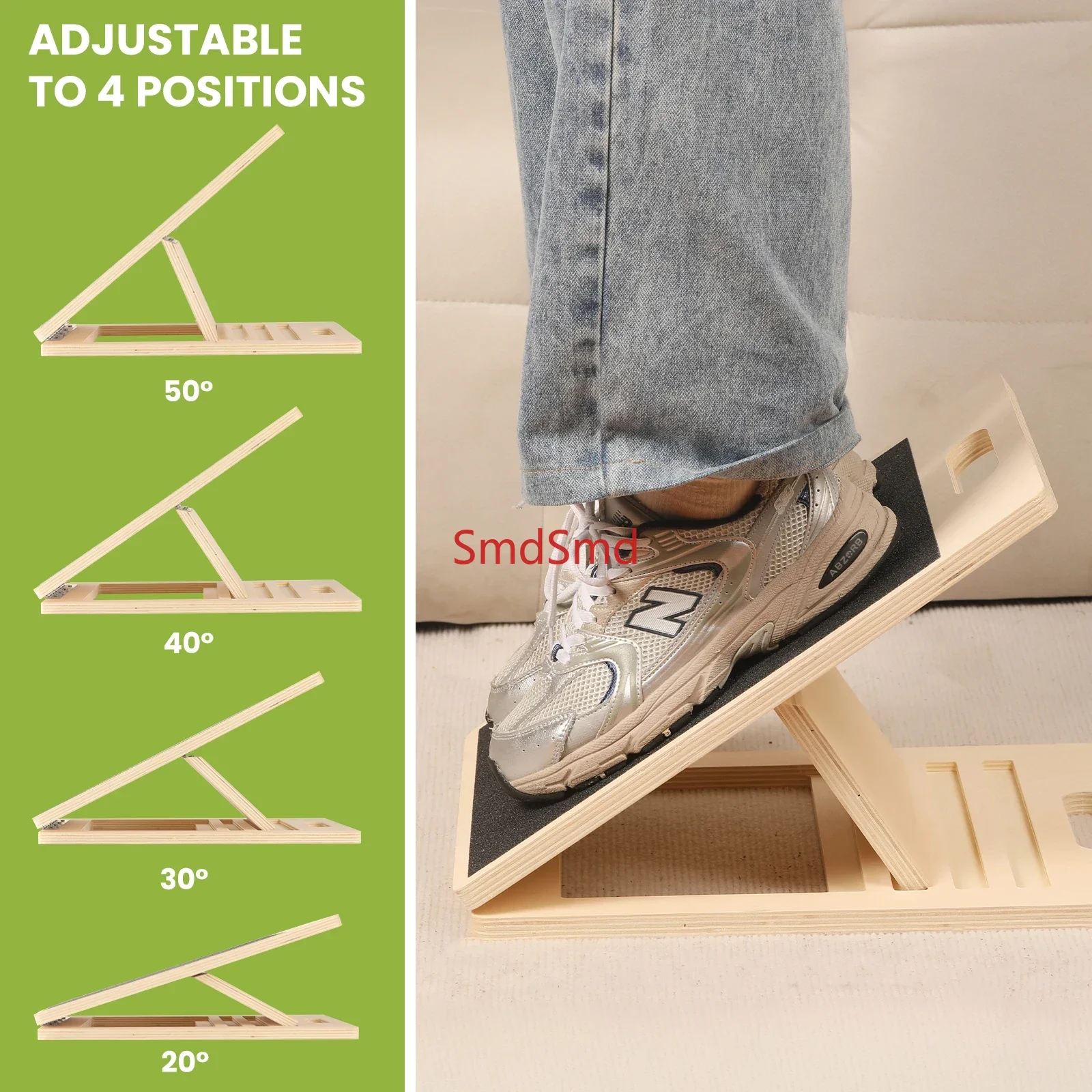 Portable Wooden Slant Board - Adjustable Incline Board and Calf Stretcher, Professional Slant Board for Calf Stretching