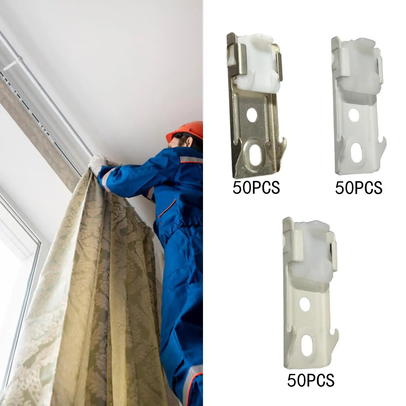 Iron Curtain Track Mount Bracket 18 to 20mm Top Fit DIY Install Hardware for Any Room Ceiling