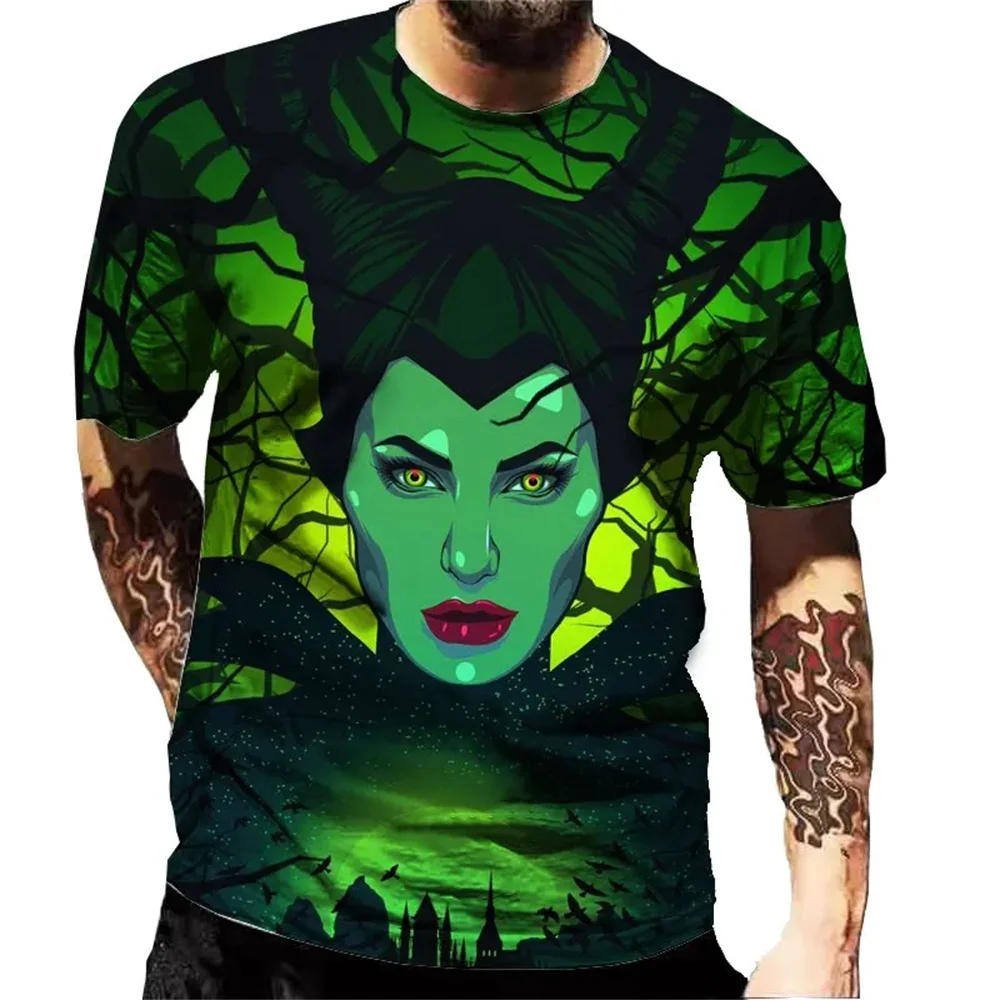 2024 Disney Villain Maleficent The Evil Queen 3D Print T-shirt For Boys Girls Summer O-neck Tees Streetwear Tops