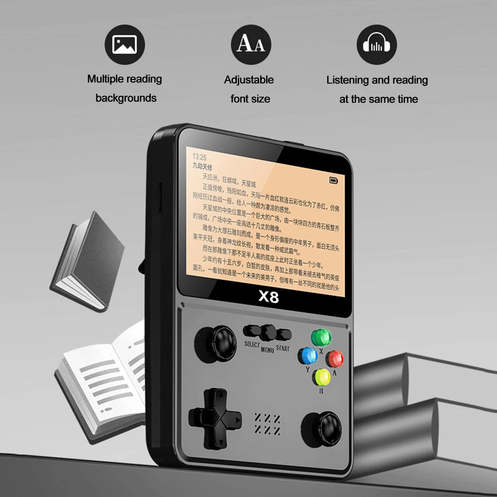 ใหม่ X8 เกมคอนโซลคอนโซลวิดีโอเกมย้อนยุค 4 นิ้วหน้าจอ IPS เครื่องเล่นเกมพกพา Dual จอยสติ๊ก 10 จําลองเกม