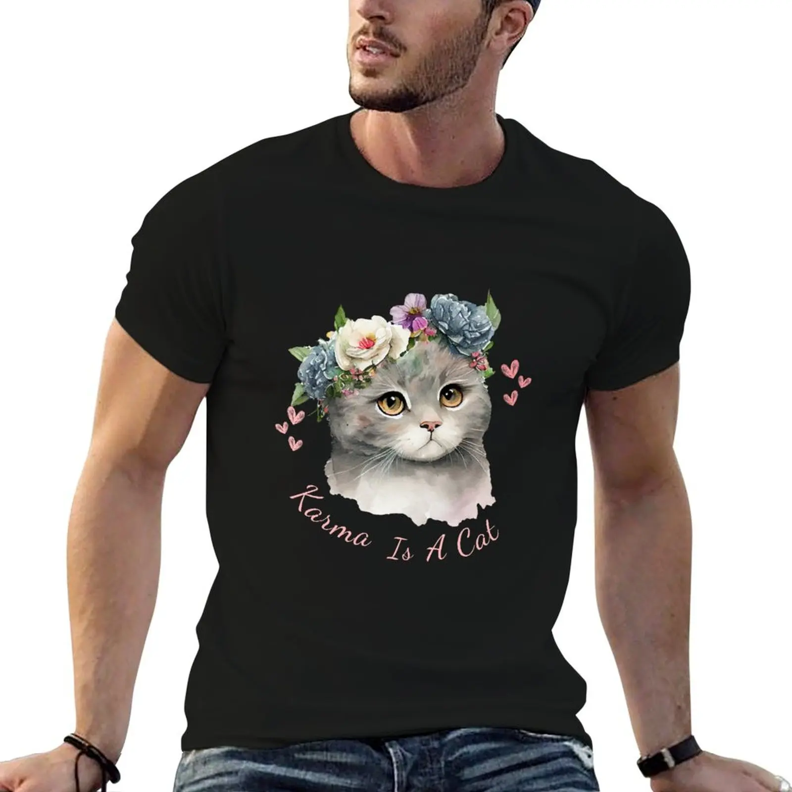 

Karma is a cat , cute beautiful cat T-Shirt man t shirts for men t shirts for man graphic funny T-Shirt