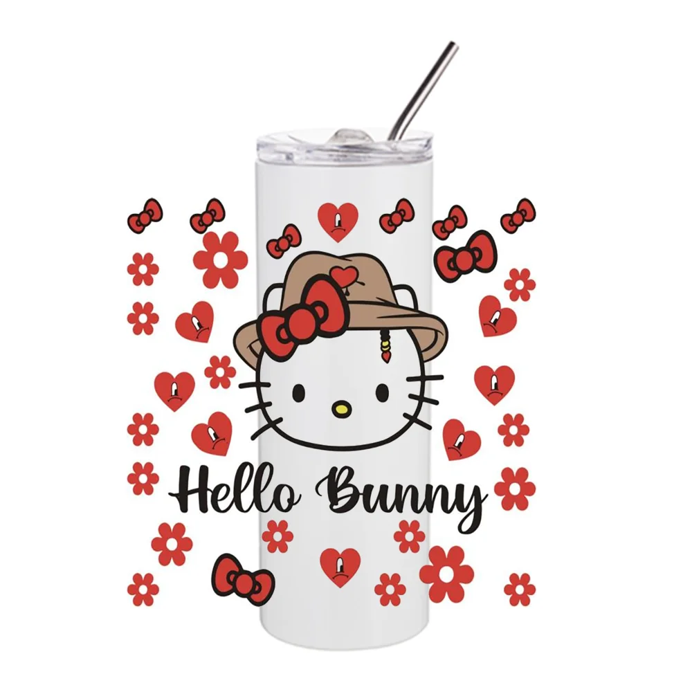 

Miniso 3D Cartoon Hello Kitty Design UV DTF Cup Wrap for 20oz Tumblers Transfers Stickers DIY Washable Mug Decal Sticker