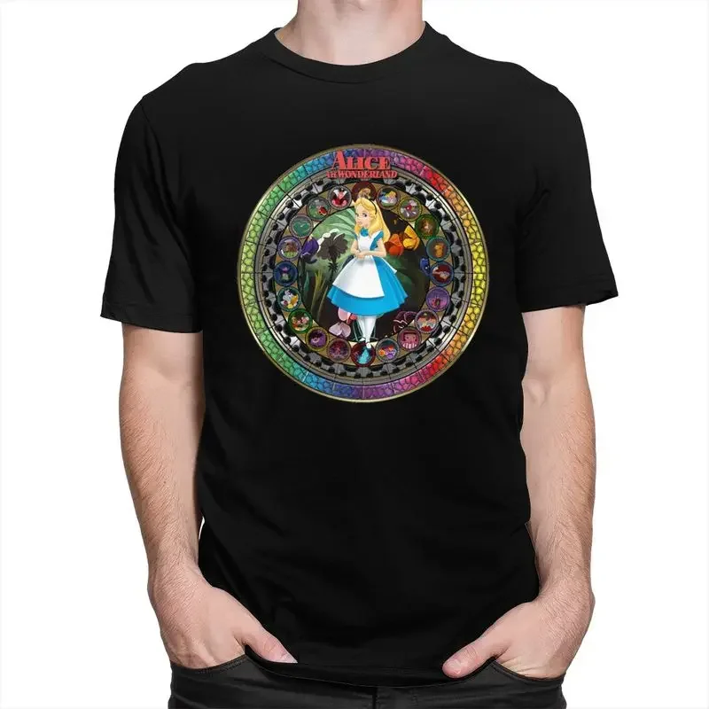 Trendy Cheshire Cat T Shirt Men Short Sleeve 100% Cotton T-shirt Print Disney Alice In Wonderland Tees Graphic Tshirts