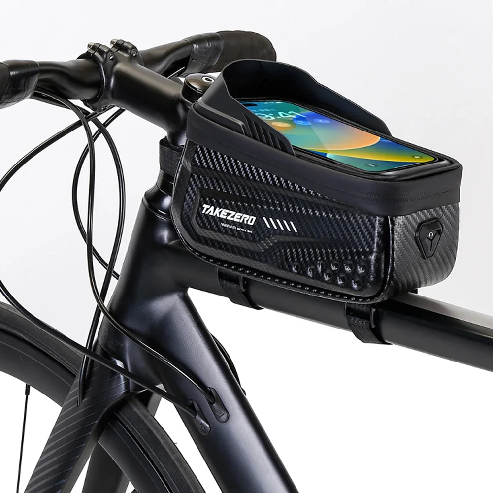 Bicycle Front Frame Bag Touch Screen Bicycle Bag MTB Waterproof Phone Holder Case Bicycle Accessories PU Fit for 7 In Phones