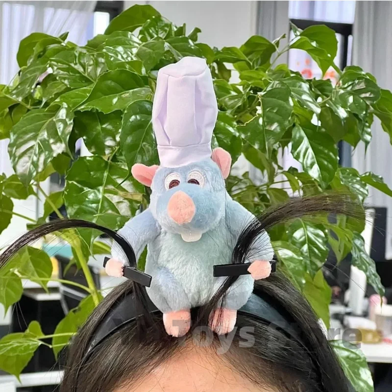 Kawaii Disney Hairband Ratatouille Plush Doll Wide-brimmed Hairpin Headdress Removable Dolls Decor Cute Girl Headband Toy Gifts