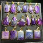 

Unit One Piece 925 Sterling Silver Inlay Natural Sugilite Gemstone Crystal Necklace Pendant For Gift