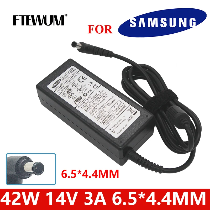 FTEWUM 14V 3A 42W 6.5*4.4mm Adapter for laptop AC Charger For Samsung LCD Monitor BX2235 S22A100N S19A100N S22A200B S22A300B