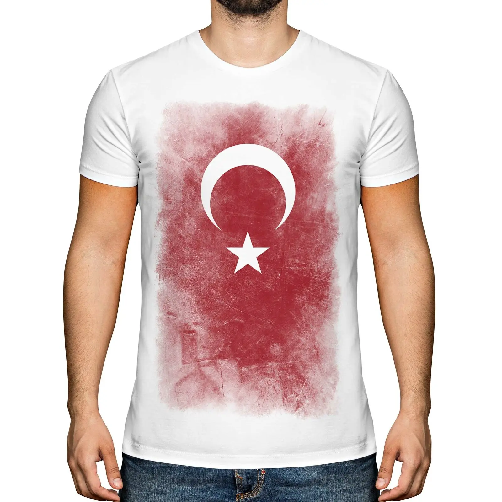 Turkey Faded Flag Men's Summer Cotton O-neck Short Sleeve T Shirt Football Gift Shirt